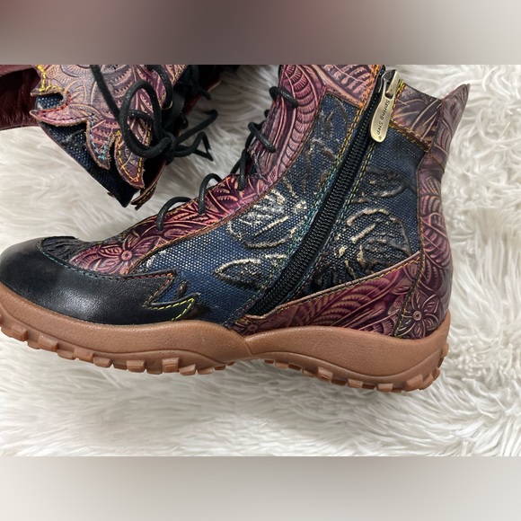 L'Artiste Spring Step Ileana Boots Ankle Floral Zip Women’s SZ 5.5 /36 Leather - Picture 11 of 16